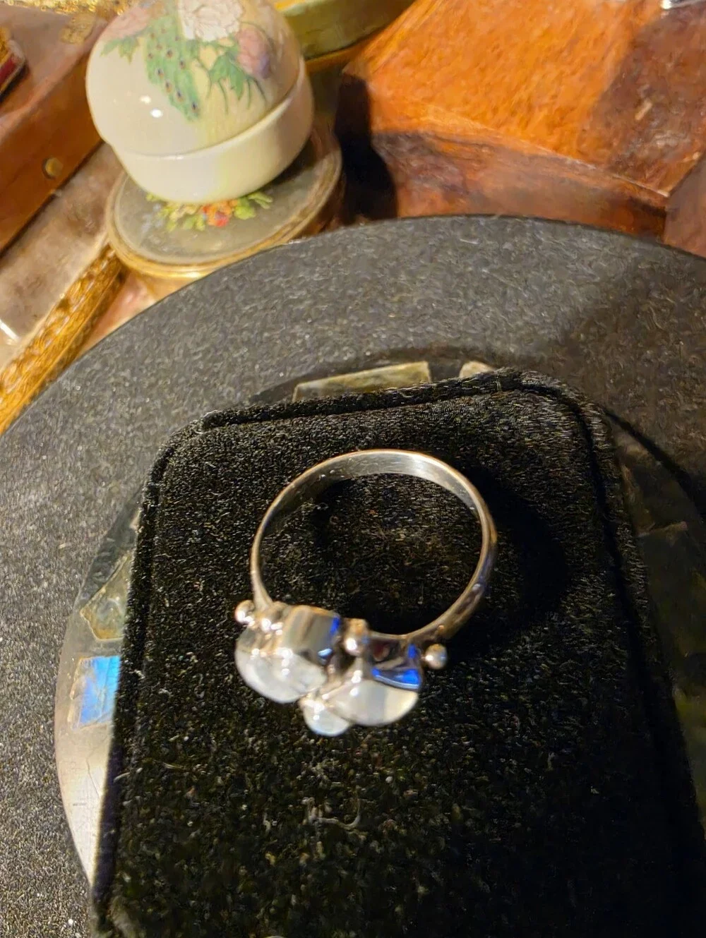 Sterling Silver Multi-Rainbow Moonstone Ring.